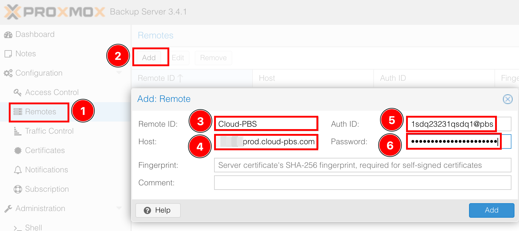 Add a remote Cloud-PBS instance