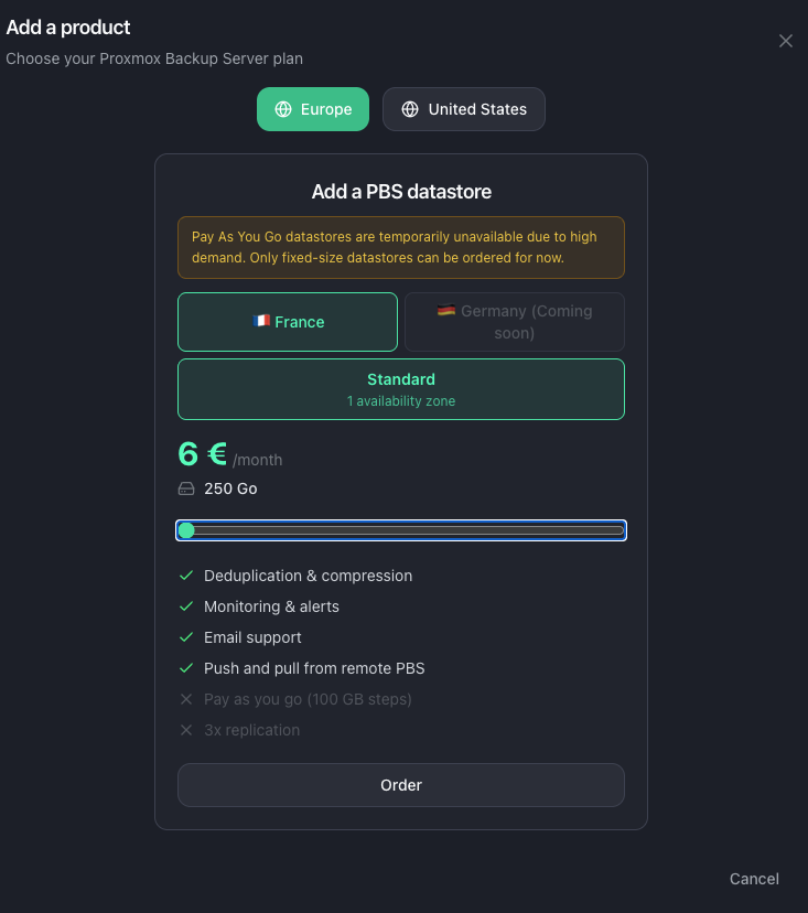The new datastore creation assistant