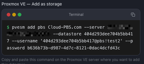 L'onglet Jetons du datastore avec la commande de connexion prête à l'emploi