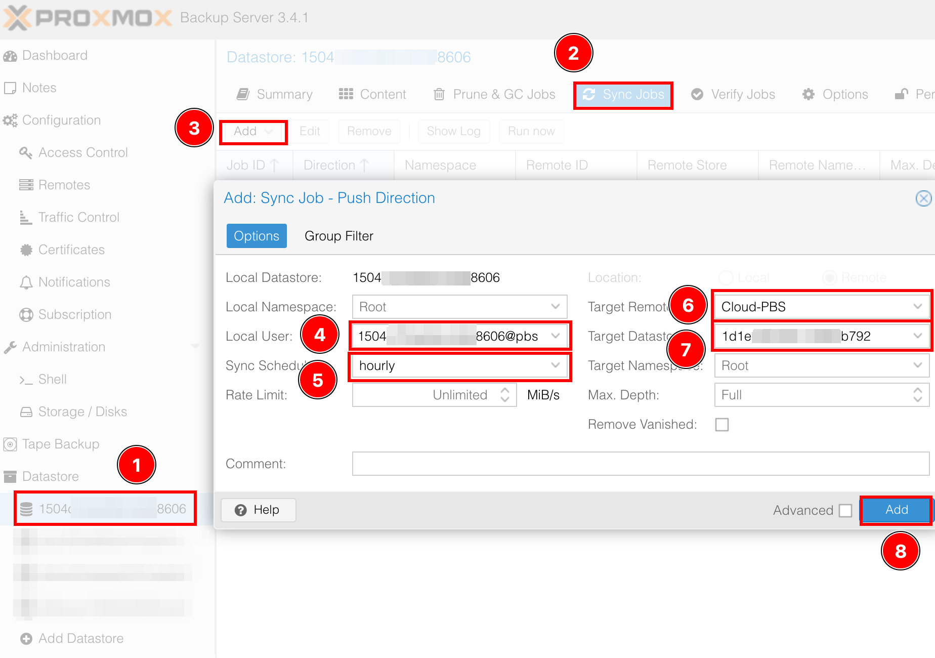 Push sync configuration job